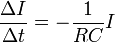 ~frac{Delta I}{Delta t} = -frac{1}{RC} I