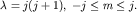 $lambda=j(j+1),; -jle mle j.$