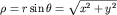 $rho=rsintheta=sqrt{x^2+y^2}$