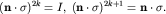 $({bf ncdotsigma})^{2k}=I,; ({bf ncdotsigma})^{2k+1}={bf ncdotsigma}.$