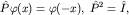 $hat Pvarphi(x)=varphi(-x),; hat P^2=hat I,$