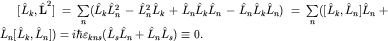 $[hat L_k,hat{bf L}^2]=sumlimits_{n}^{}(hat L_khat L_n^2-hat L_n^2hat L_k+hat L_nhat L_khat L_n - hat L_nhat L_khat L_n)=sumlimits_{n}^{}([hat L_k,hat L_n]hat L_n+hat L_n[hat L_k,hat L_n])=ihbarvarepsilon_{kns}(hat L_shat L_n+hat L_nhat L_s)equiv 0.$