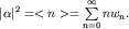 $|alpha|^2= lt n gt =sumlimits_{n=0}^{infty}nw_n.$