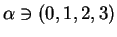 $alpha ni (0, 1, 2, 3)$