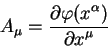 begin{displaymath}
A_{mu} = {displaystylepartial varphi(x^{alpha})overdisplaystylepartial x^{mu}}
end{displaymath}