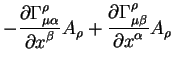 $displaystyle - {displaystylepartial Gamma^{rho}_{mu alpha}overdisplays...
...artial Gamma^{rho}_{mu beta}overdisplaystylepartial x^{alpha}} A_{rho}$