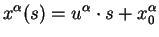 $displaystyle x^{alpha}(s) = u^{alpha} cdot s +x^{alpha}_0$