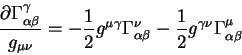 begin{displaymath}
{displaystylepartial Gamma^{gamma}_{alpha beta}overd...
... beta}
-{1 over 2}g^{gamma nu} Gamma^{mu}_{alpha beta}
end{displaymath}