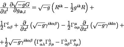 begin{displaymath}
begin{array}{l}
{displaystylepartialoverdisplaystylepa...
...alpha beta} Gamma^{mu}_{lambda mu}
right)
end{array}
end{displaymath}